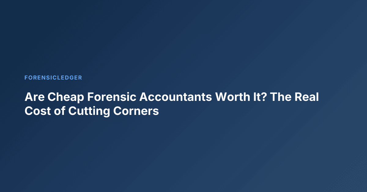 Are Cheap Forensic Accountants Worth It? The Real Cost of Cutting Corners